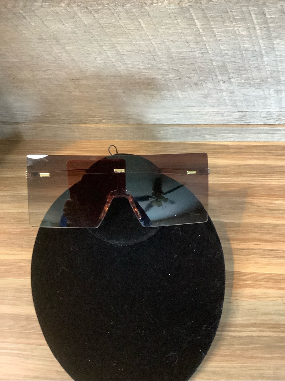 Oversized Rimless Shield Square Sunglass Visor in Brown Gradient